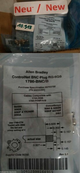 Allen bradley 1786  controlnrt bnc plug 1786-bnc 1786-bnc/b