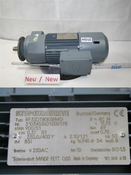 Sew  0,37 kw  51 min  getriebemotor RF32DT80K6BMG Gearbox