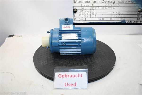 Mannesmann Demag  0,37 KW 1380 MIN   UMF71BX-4Z  Elektromotor drehstrommotor