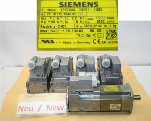 SIEMENS  1FK7033-7AK71-1UB0 SERVOMOTOR  1FK70337AK711UB0