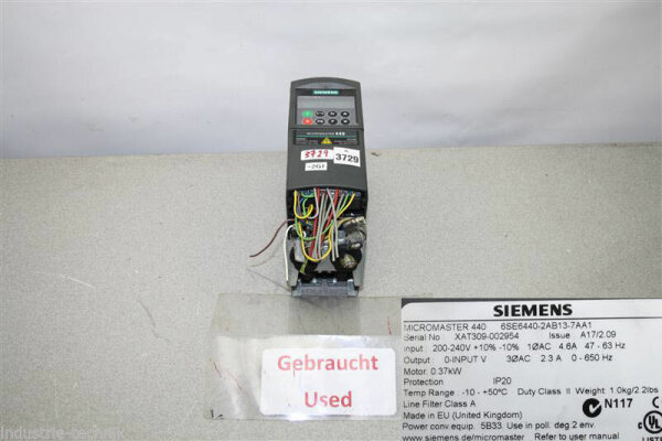 Siemens Micromaster 440 6SE6440-2AB13-7AA1 0,37KW Frequenzumrichter INVERTER
