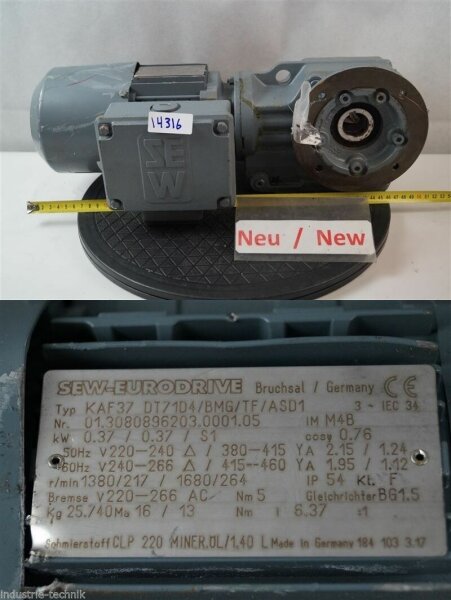 Sew 0,37 kw 217 min getriebemotor  KAF37 DT71D4 gearbox