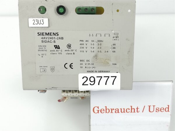 Siemens SIDAC-S 4AV2401-2AB Transformator Trafo