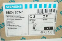 Siemens Leistungsschutzschalter 5SX4 203-7 5SX4203-7  C3  T55 400V, 10KA, 2-POLE