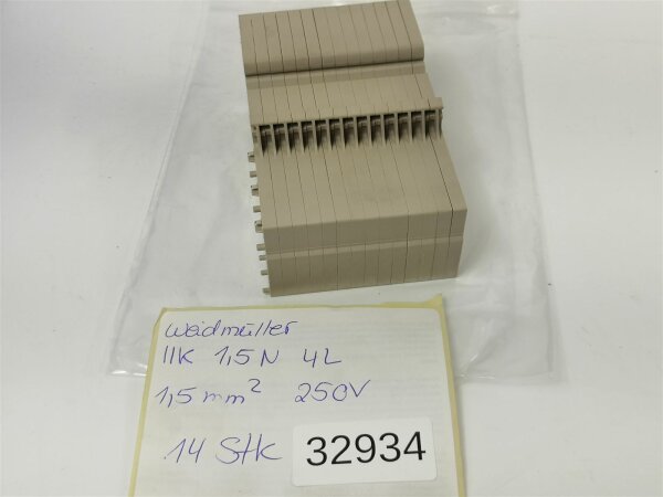 14 STÜCKE Weidmüller IIK 1,5N 4L 1,5mm² 250V Durchgangsklemme Reihenklemme Beige