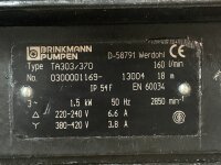 Brinkmann TA303/370 Kühlmittelpumpe Eintauchpumpe Pumpe 160 l/min