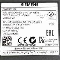 SIEMENS SINAMICS V20 1P 6SL3210-5BE21-1UV0 Frequenzumrichter 1,1 kW