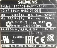 Siemens 1FT7108-5AF71-1DH1 Servomotor