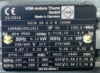 VEM 0 - 240 min 0,12D2MR1-1P1-5-4 (H1) Verstell Getriebemotor Gearbox