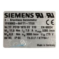 SIEMENS 1FK6063-6AF71-1TG0 Brushless Servomotor
