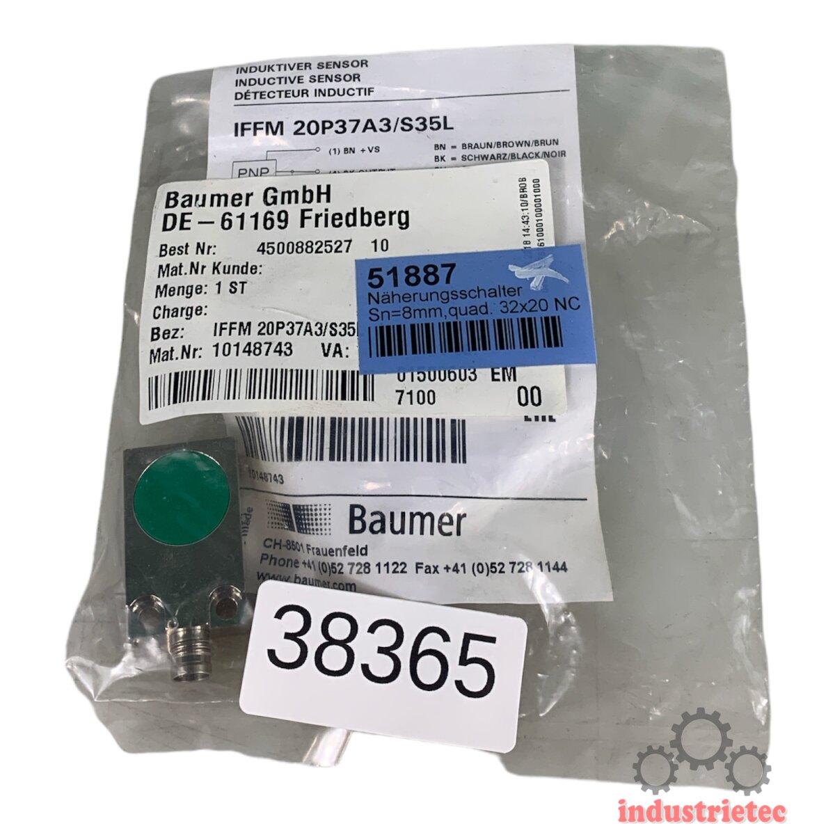 Baumer Iffm P A S L Induktiver Sensor