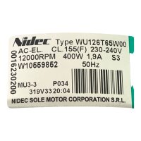 NIDEC WU126T65W00 Waschmaschinenmotor Motor 400W