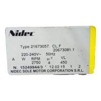 NIDEC 21673057.CL.F Waschmaschinenmotor 220-240V 50Hz
