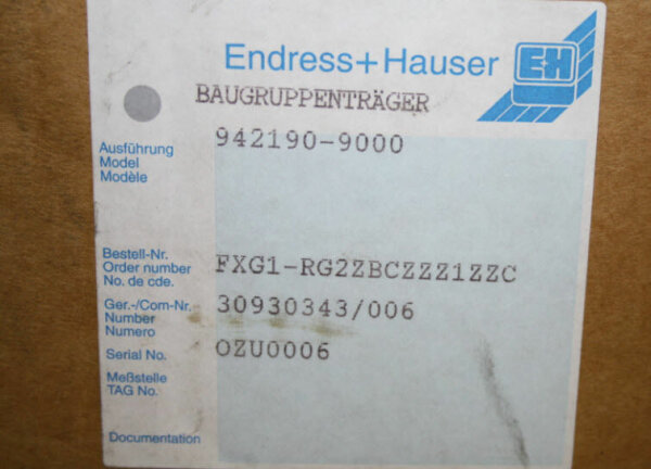 Endress Hauser Baugruppenträger 942190-9000 FXG1-RG2ZBCZZZ1ZZC