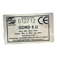 GÜNTNER GDRD 8 U Frequenzumrichter GDRD8U