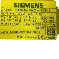 Siemens 1FK7033-7AY21-1UG0-Z Servomotor