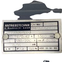 Antriebstechnik Bauknecht 0,06KW 17min Getriebemotor IRF0,06/4-71 Gearbox