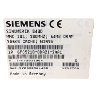 Siemens SINUMERIK 6FC5210-0DA21-2AA1 6FC5203-0AB11-0AA0 Bedientafel