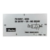 Parker PA10297-0233 Magnetventil S9381RF-1/8-NG GS24V