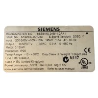 Siemens MICROMASTER 440 6SE6440-2AB11-2AA1 Frequenzumrichter 0,12KW