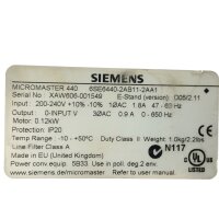 Siemens 0,12KW MICROMASTER 440 6SE6440-2AB11-2AA1...
