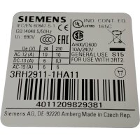 Siemens 3RT2046-1AP04 3RH2911-1HA11 Schütz Contactor