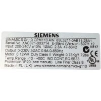 Siemens Sinamics G110 CPM110 6SL3211-0AB11-2BA1...