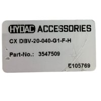 HYDAC ACCESSORIES CX DBV-20-040-G1-F-H 3547509 Control...