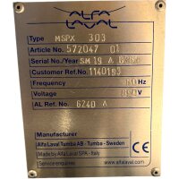 ALFA LAVAL MSPX303TGP-61 SEPARATOR marine