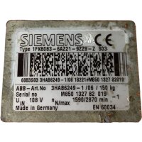 Siemens ABB 1FK6083-6AZ21-9ZZ9-Z S03 Servomotor 3HAB6249-1/06