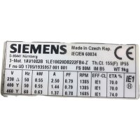 Siemens 1AV1082B 1LE10020DB222FB4-Z Niederspannungsmotor 0,55kW