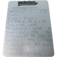 Gastechnic HYDROMAGNETVENTIL AHMV32-1/2 -L