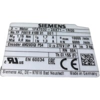 SIEMENS 1FK7032-2AK71-1RGO servomotor