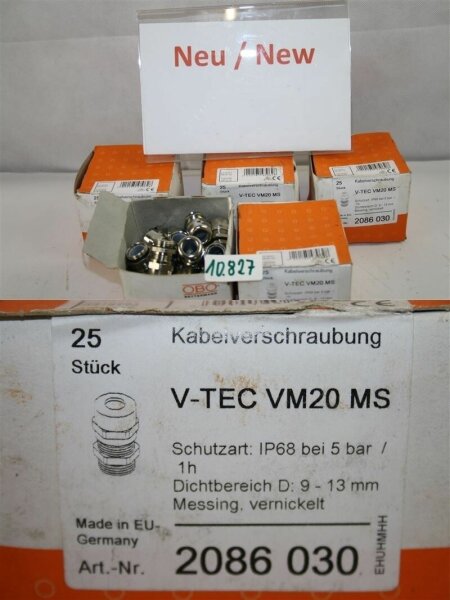25 x STK  kabelverschraubung V-TEC VM20 MS  OBO Ms-Verschraubung 2086030