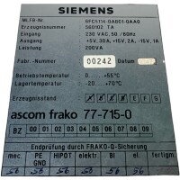 Siemens 6FC5114-0AB01-0AA0 Power Supply 560102 TA