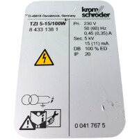 Krom Schröder TZI 5-15 100W Zündtransformator 8...