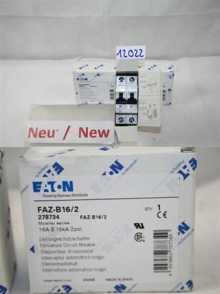 Eaton moeller FAZ-B16/2 16A B 15KA 2POL Leitungsschutzschalter miniature circuit
