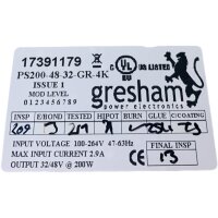 Gresham Power Electronics 17391179 PS200-48-32-GR-4K