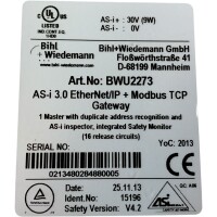 Bihl + Wiedemann BWU2273 AS-i 3.0 EtherNet/IP + Modbus TCP Kommunikationsschnittstelle