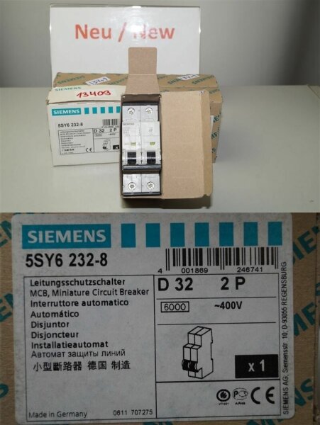 Siemens 5SY6323-8 Leistungsschutzschalter 5SY62 MCB circuit Breaker D 32A  2P