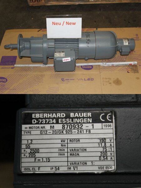 Bauer 1,2 Kw  205 min Getriebemotor G12-20/GK 925-241 FB  Gearbox